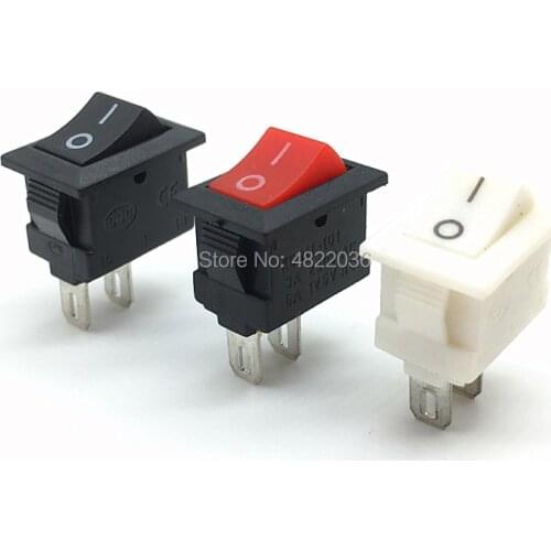 10pcs KCD11-101 3A/250V Small Black Red White 10*15mm SPST 2PIN ON/OFF Boat Rocker Switch Car Dash Dashboard Truck RV ATV Home