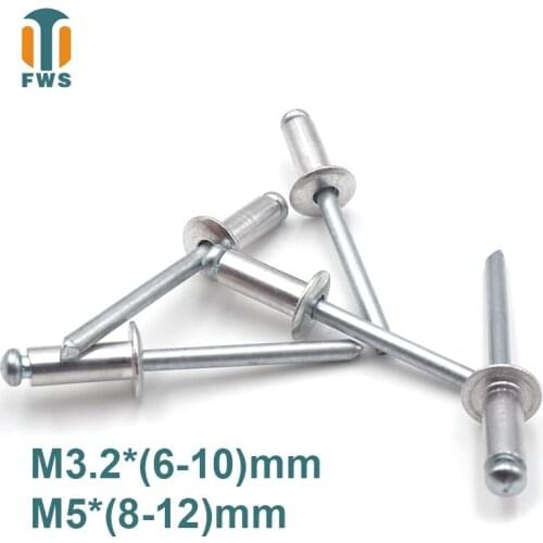 10 PCS M3.2/M5 6-12mm DIN EN ISO 15977 GB /T 12618.1 Aluminum Open End Blind Rivets Pop Rivets With Protruding Head