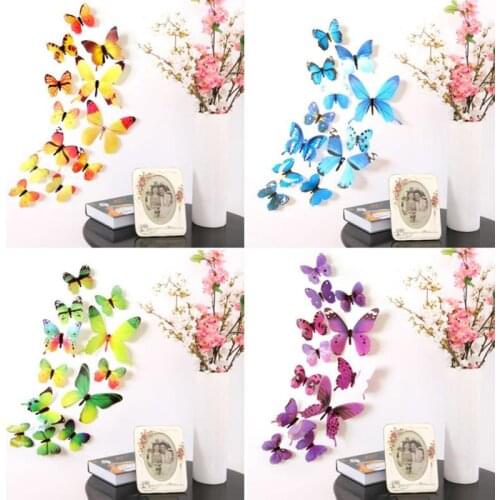 12Pc Beautiful 3D Hollow Butterfly Wall Sticker For Wedding Birthday Party Home Kids Room Decoration Wall Decal Multicolor