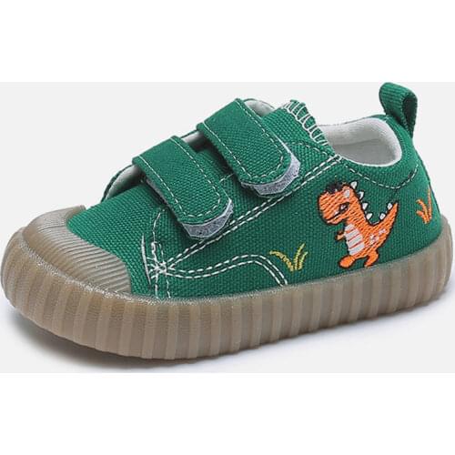 2021 spring and autumn solid soft-soled children canvas shoes baby cute cartoon dinasour school shoes