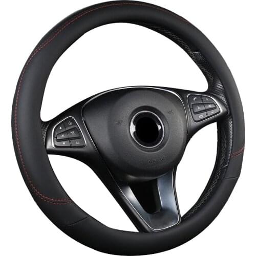 4 Seasons General Leather Car Steering Wheel Cover Wrap For 37-38CM/14.5"-15" For Lada Toyota HYUNDAI RENAULT KIA Ford Chevy etc