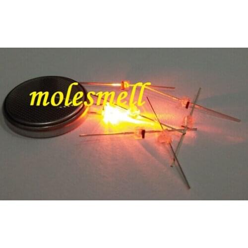 50pcs, New 1.5mm Mini Orange Water Clear LED Leds Free Resistors Made in Taiwan