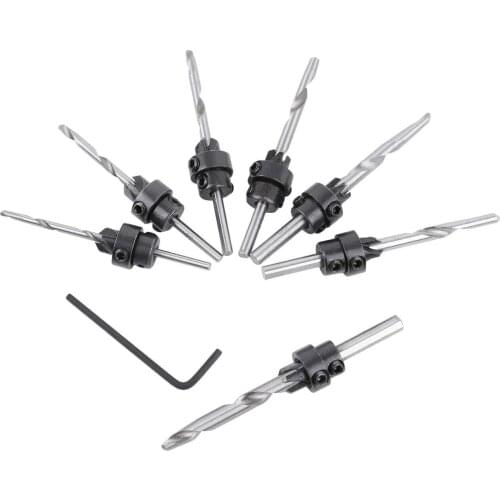 7Pcs Wood Screw Drills 3mm-10mm HSS Countersink Drill Bit Set Carpentry Reamer Woodworking Chamfer End Cutter Screw Hole Wood