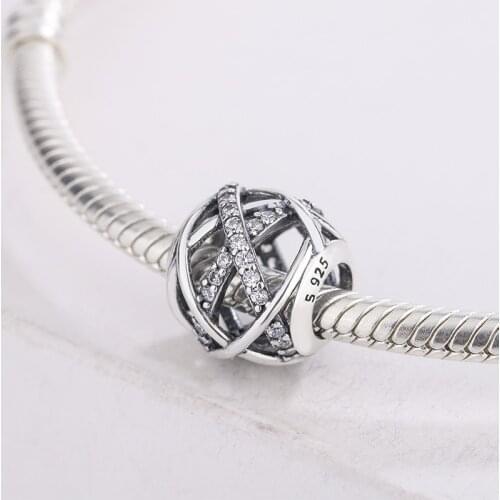 925 Sterling Silver Galaxy Openwork Swirls CZ Transparent Zircon Beads Pendant Charms Bracelet DIY Jewelry Making For Pandora