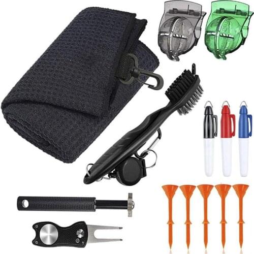 Golf Accessories Clean Tool Set Golf Towel Golf Club Brush Golf Club Divot Repair Tool Golf Essentials Tools Kit