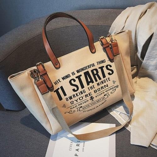 Aliwood Fashion Letter Canvas Women Handbags Large Capacity Shoulder Crossbody Bags Designer Casual Female Tote Messenger Bags