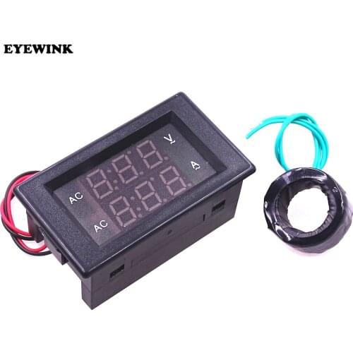 Car AC 500V 100A Digital Voltmeter Ammeter LED Amp Volt Meter +CT (Shunt) Universal Power Energy Tester with Current Transformer