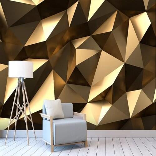 Custom large mural 3D wallpaper bedroom living Modern creative 3D expansion space golden solid geometric wall TV wall decor