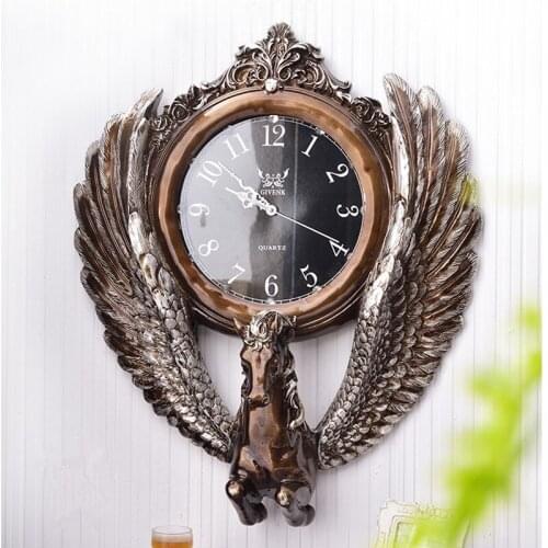 Living room clock Atmospheric Mute Household Creative Clock Restoring ancient ways Fine horse Wall clock