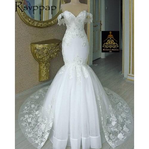Real Picture Slinky Mermaid Long Wedding Dresses 2021 Sweetheart Neck with Cap Sleeves Lace Long African Style Bridal Gowns