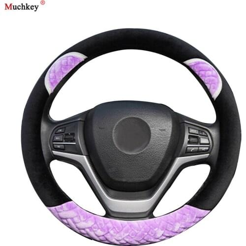 For Toyota All Models Car Steering Wheel Cover Plush MUCHKEY Brand Soft Cute Anti-Slip High Quality Auto Accessories Interior