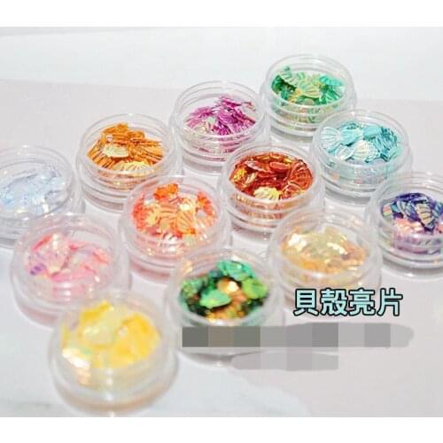 GLADZGT New 12 color colorful shells flashing flash Sequins material epoxy mold makeing jewelry filling for DIY jewelry