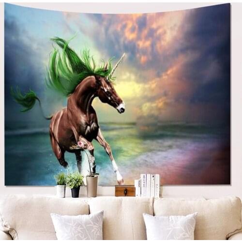 Cartoon Anime Unicorn Tapestry Background Cloth Family Room Decoration Bedside Bedroom Wall Covering Tapestry Wall Hanging Wall