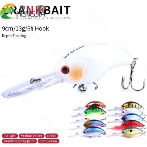 HENGJIA 2020 10pcs New fishing lure 9cm 13g Crank Plastic Hard bait 3D Eyes Artificial Wobbler Isca Tackle 6#hook with box