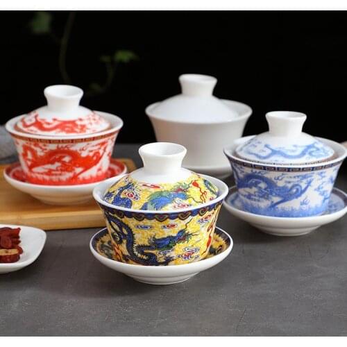 Ceramic Handpainted White and Blue Porcelain Tea Tureen Large Bowl Tea Maker Gaiwan