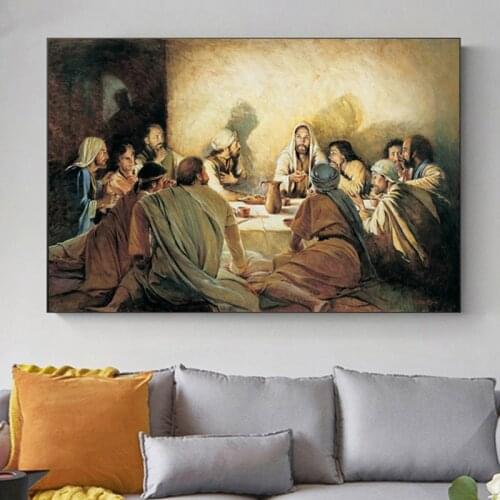 Classical Posters and Prints Wall Art Canvas Painting Jesus in the Last Dinner Decorative Painting for Living Room Home Decor