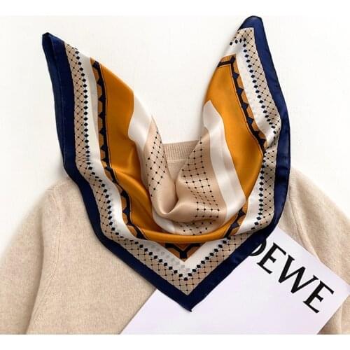 Korean 100% Real Silk Small SquareScarf For Women Fashion Print Thin Ladies Scarves Silk Neck Scarf Bandana Mini Womens Scarf