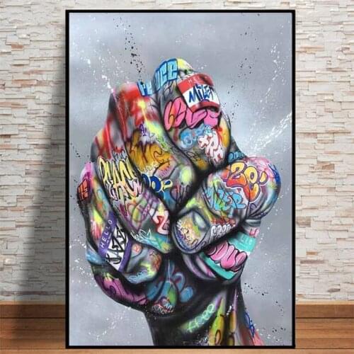 Fist Inspirational Graffiti Art Canvas Painting Posters and Prints on The Wall Art CuadrosPicture for Living Room Home Decor