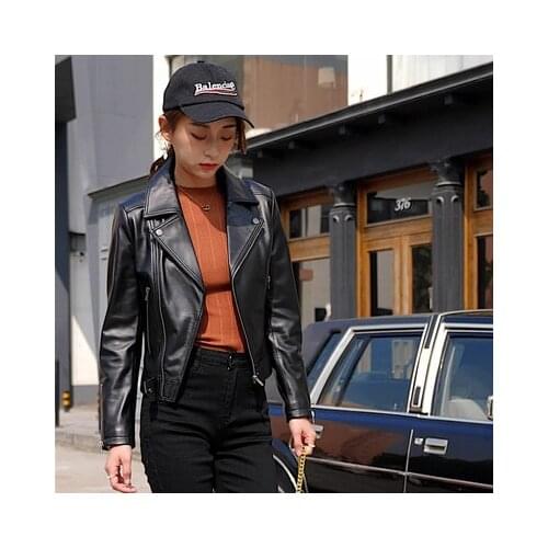 Fashion Women Genuine Real Sheep Leather Jacket H266