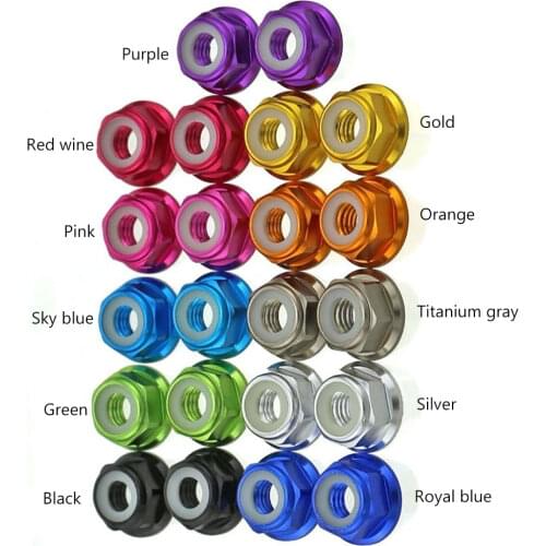 M2/M3 Aluminum alloy flange locknut multi-color nylon insert lock self-locking flange RC airplane toy model bicycle screw Nut