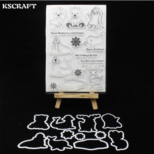 KSCRAFT Polar Animals Stamp Metal Cutting Dies Stencils for DIY Scrapbooking/photo album Decorative Embossing DIY Paper Card 133