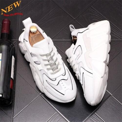 High Quality Leather Men Designer Sneakers Casual Platform Shoes Height Increasing Shoes Trainers Zapatillas Hombre