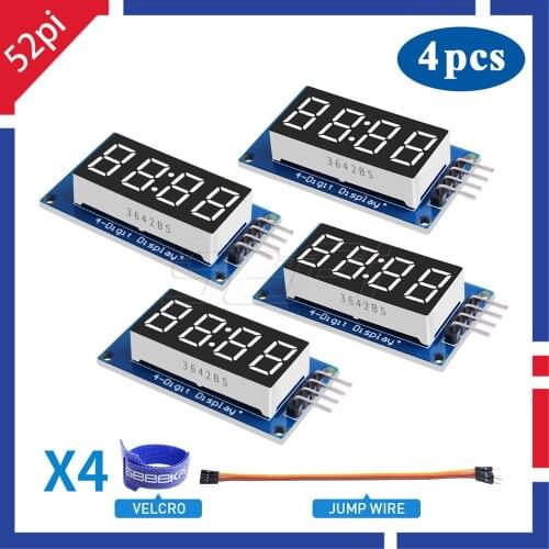 4-Pack TM1637 4 Bits Digital LED Display Module For Arduino 7 Segment 0.36Inch Clock RED Anode Tube Four Serial Driver Board