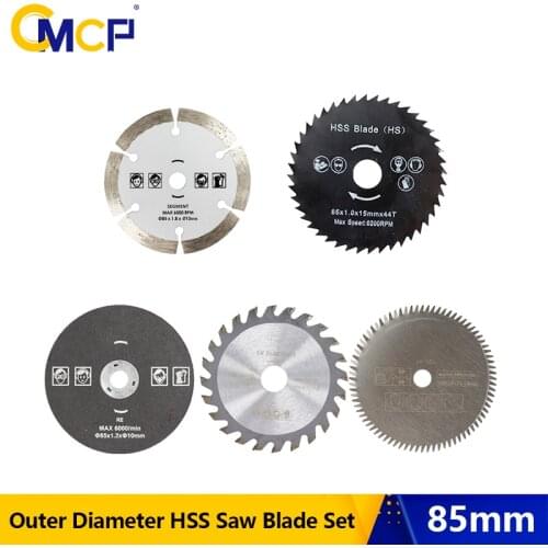 CMCP 3pcs Mini Circular Saw Blade Set 85mm Cutting Tool Saw Blades Cutting Disc For Wood/Metal/Plastic HSS Saw Blade