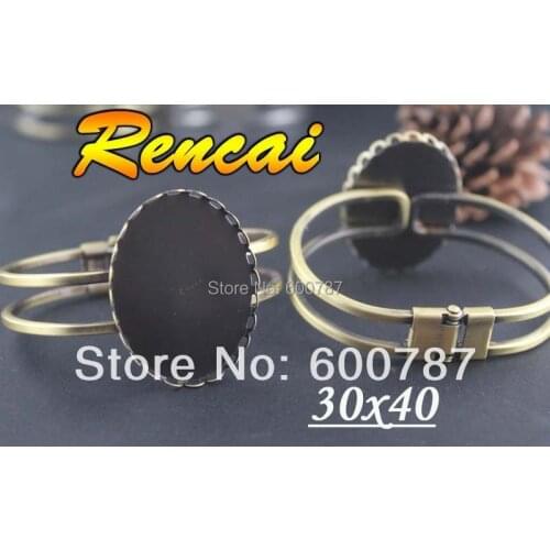 5pcs 30*40mm Bracelet Base Blank Finding Tray Bezel Setting Gold/Rose Gold/Silver/Bronze Cabochon Cameo For DIY Jewelry Marking