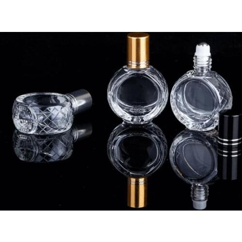 10ml Flat Round Roll On Glass Perfume Bottle Small Sample Travel Portable Empty Bottle 100PCS/LOT SN510