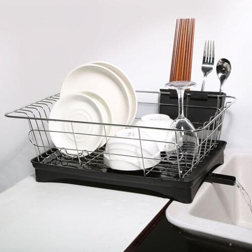 Stainless Steel Dish Rack Sink Drain Rack Kitchen Countertop Utensil Organizer Bowl Dish Drain Storage Holder Kitchen Organizer