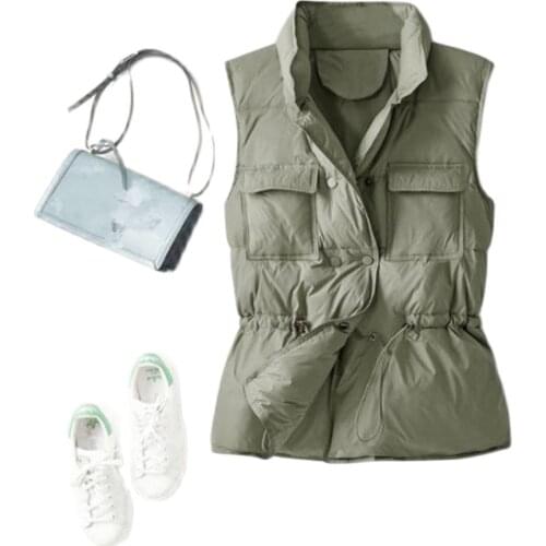 Down Vests Women Short Bodywarmer Waistcoat Windproof Lightweight Coat Female White Duck Down Jacket Sleeveless Puffer Outwear