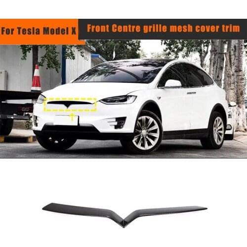 Carbon fiber Front Bumper Grille Grill Covers for Tesla Model X Front Centre grille mesh cover trim