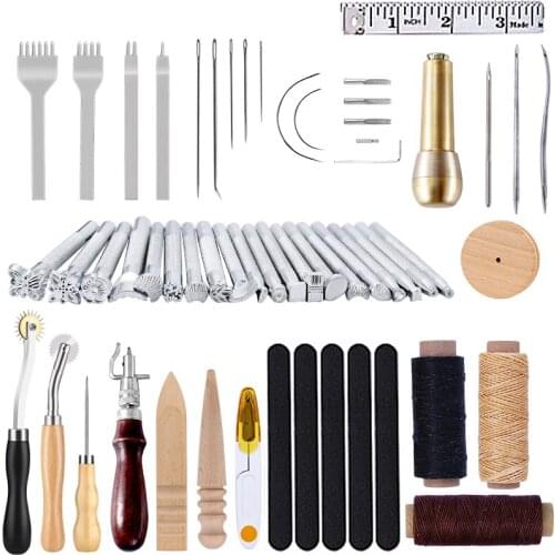 LMDZ Hand Cutter Carving Sewing Leather Craft Tools Kit Professional Stitching Punch Carving Sewing Leathercraft Working Tools