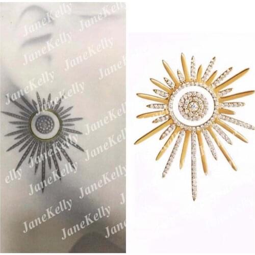 Jankelly Famous Design Luxury Popular Geometry Flower Full Mirco Paved Cubic Zirconia Wedding Earring Fashion Jewelry
