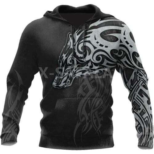 Animal Viking Wolf Fenrir 3D Print Size XS-7XL Hoodie Man Women Harajuku Outwear Zipper Pullover Sweatshirt Casual Unisex-3