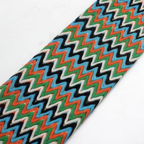 Zig Zag Knitting Lace Fabrics Fruit Green 1 Meter For Dress Wave Striped Crochet Mesh Fabrics Diy Garment 150CM Wide