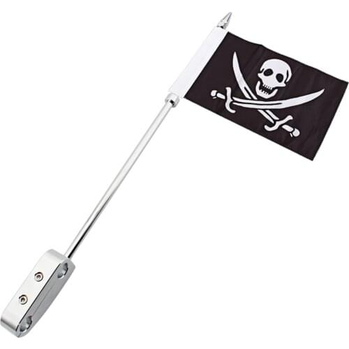 Motorcycle Parts For Harley Touring Electra Glide Road King models Motorcycle Luggage Rack Mount Flag Pole w/ Pirate flag