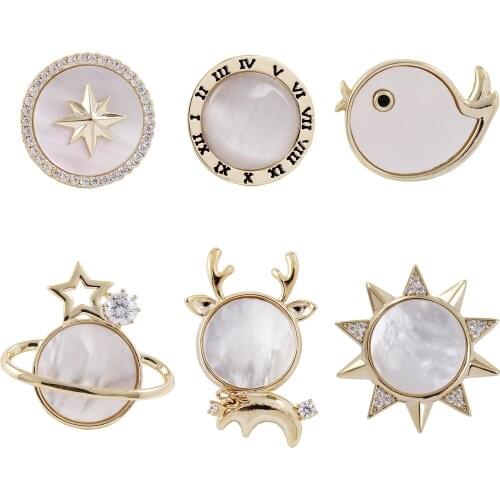 Pearl Creative Roman Numeral Magnet Brooch Free Perforation Shell Fashion Elegant Sweet Party Banquet Corsage With Jewelry