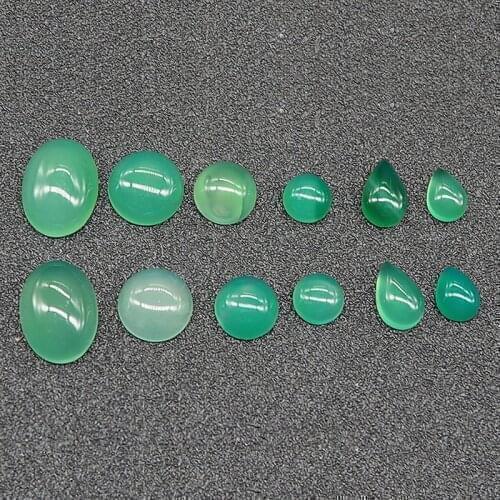 Women Jewelry Oval Waterdrop Geometric Natural Green Agates Stone Cabochon Beads DIY Accessories Cabochon Beads for Finger Ring