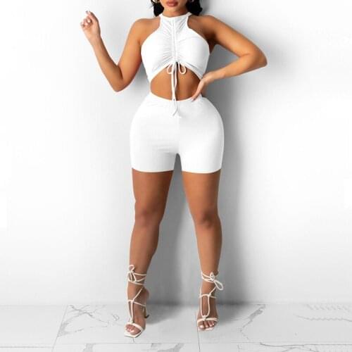 Women Fashion Shorts Set Solid Color Side Pleated Tube Top & High Waist Shorts Two Piece Ladies Casual Suits