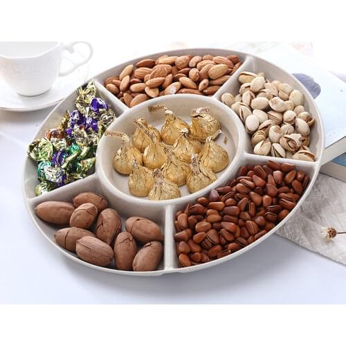 1 Piece of 6-compartment Fruit Bowl Food Storage Tray Dried Fruit Snack Snack Plate Appetizer Plate for Party Confectionery