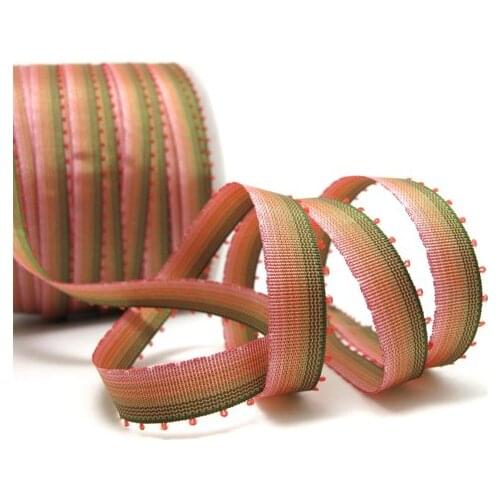 10 Yards 3/8 Inch (10mm) Picot Ombre Ribbon Trim|Green Pink Narrow|Polyester|Picot Edge|Doll Trim|Embellishment