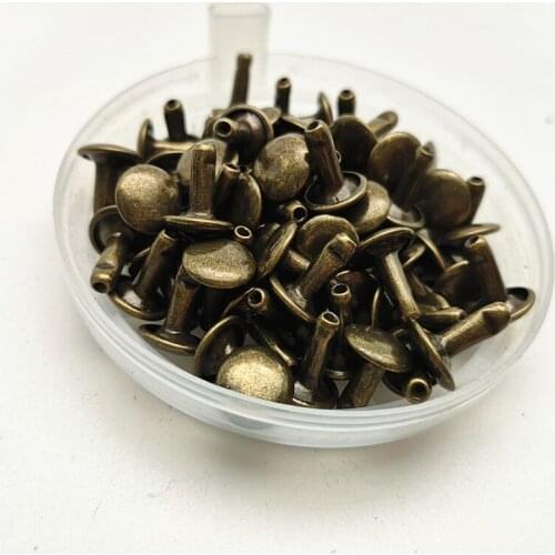 100pcs 7mm Round Double Cap Rivet Stud Collision Nail Metal Spike Rock Leathercraft Shoe Bag Belt Garment Bracelet