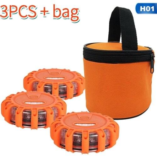 3PCS IP44 LED Road Flare Emergency Safety Lights Flashing Warning Magnetic Safety Barrier Light Rotating for 4x4 off road