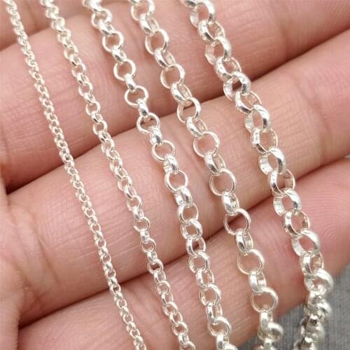 925 Sterling Silver Unfinished Shiny Rolo Chain 1.5mm 2mm 3mm 3.5mm 4mm Footage
