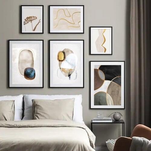 Abstract Geometric Line Vintage Poster Canvas Painting Wall Art Print Pictures for Living Room Modern Home Interior Decoration