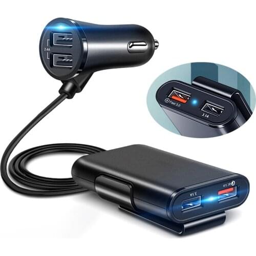 Front and rear 4USB port Fast charge front and rear USB Car Charger with Cable QC 3.0 36W front and rear 4USB port multi-functi