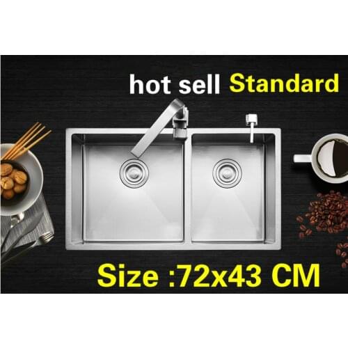 Free shipping Apartment kitchen manual sink double groove do the dishes high quality 304 stainless steel hot sell 720x430 MM