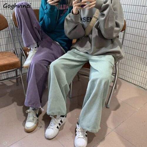 Casual Pants Women Loose Straight Corduroy Trousers Womens Ins Joggers All-match BF Fashion Bottoms Ladies Harajuku Preppy Style